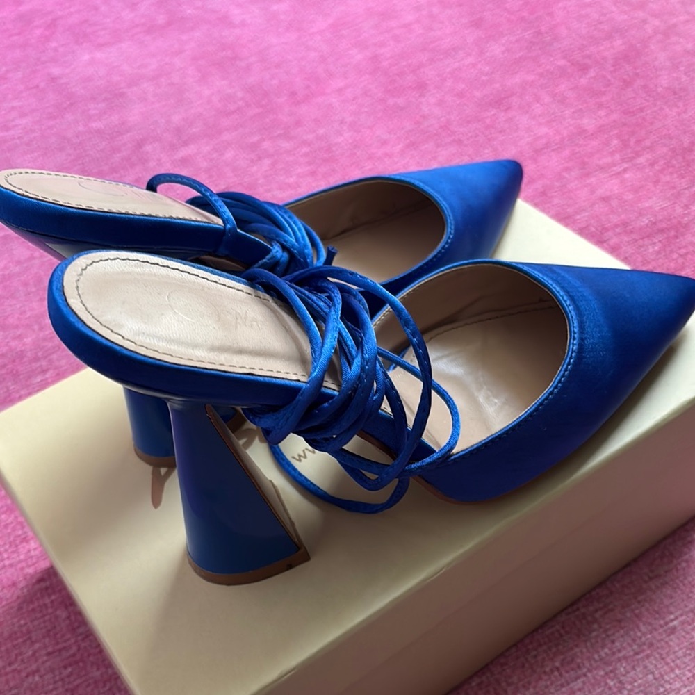 Nasty Gal Blue Lace-Up Heels - Picture 4 of 6